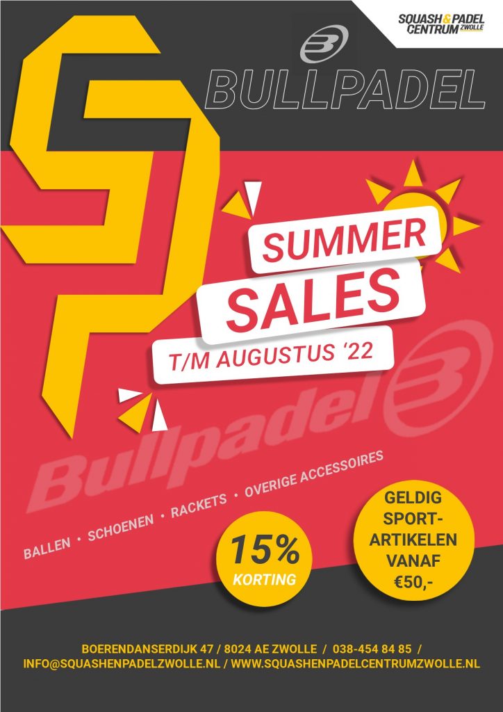 Poster padel aanbieding juli augustus