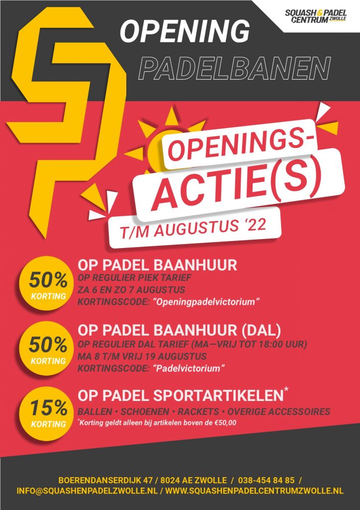 Poster - padel acties augustus 2022