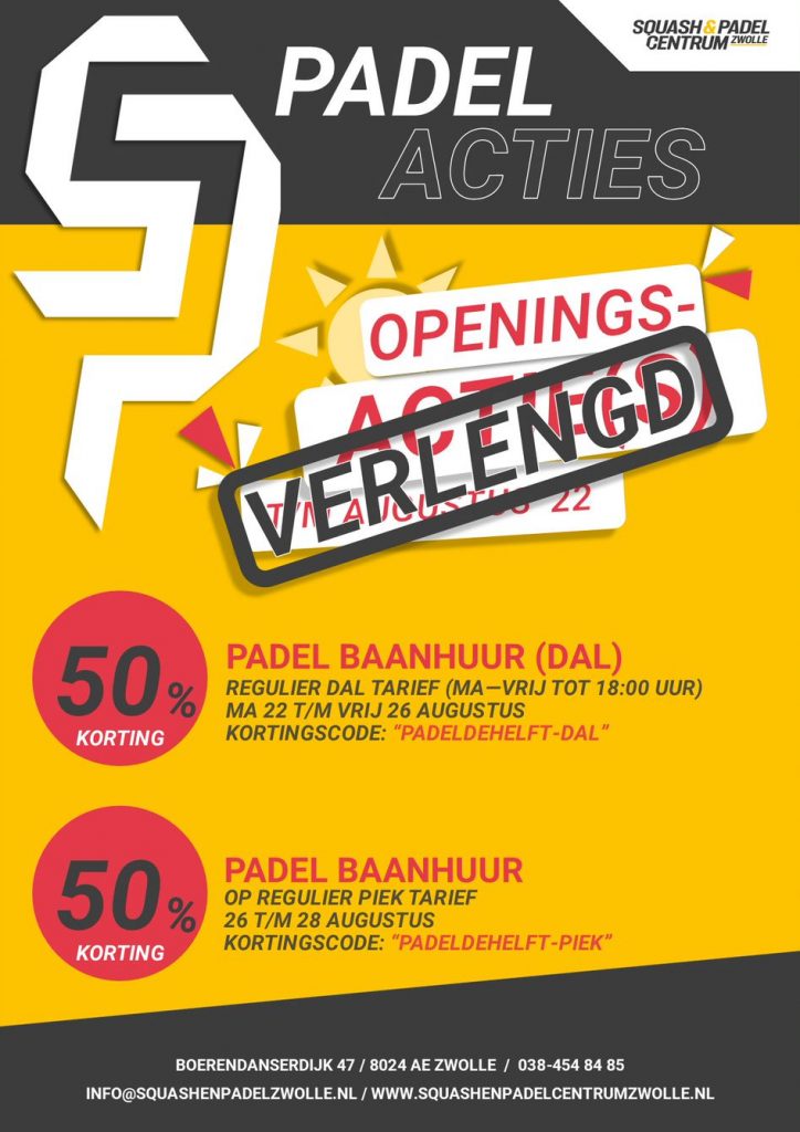 Padel openingsactie verlengd