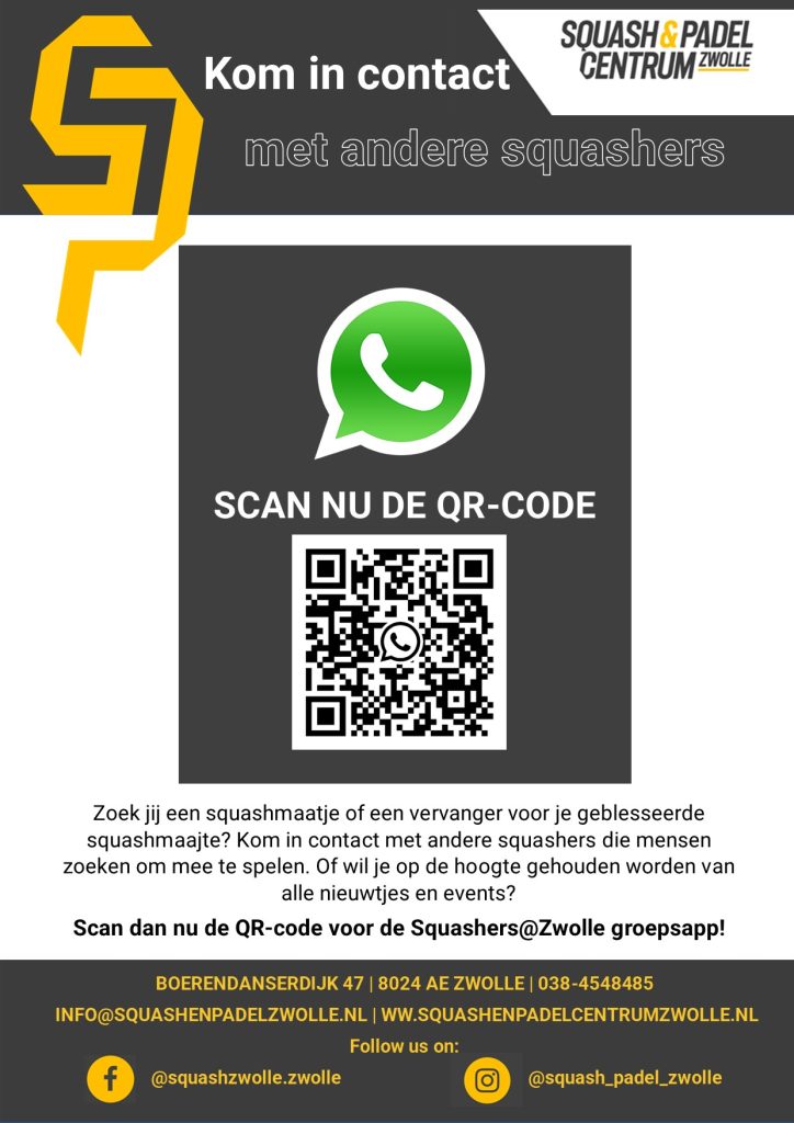 Whatsapp poster Squashen@Zwolle